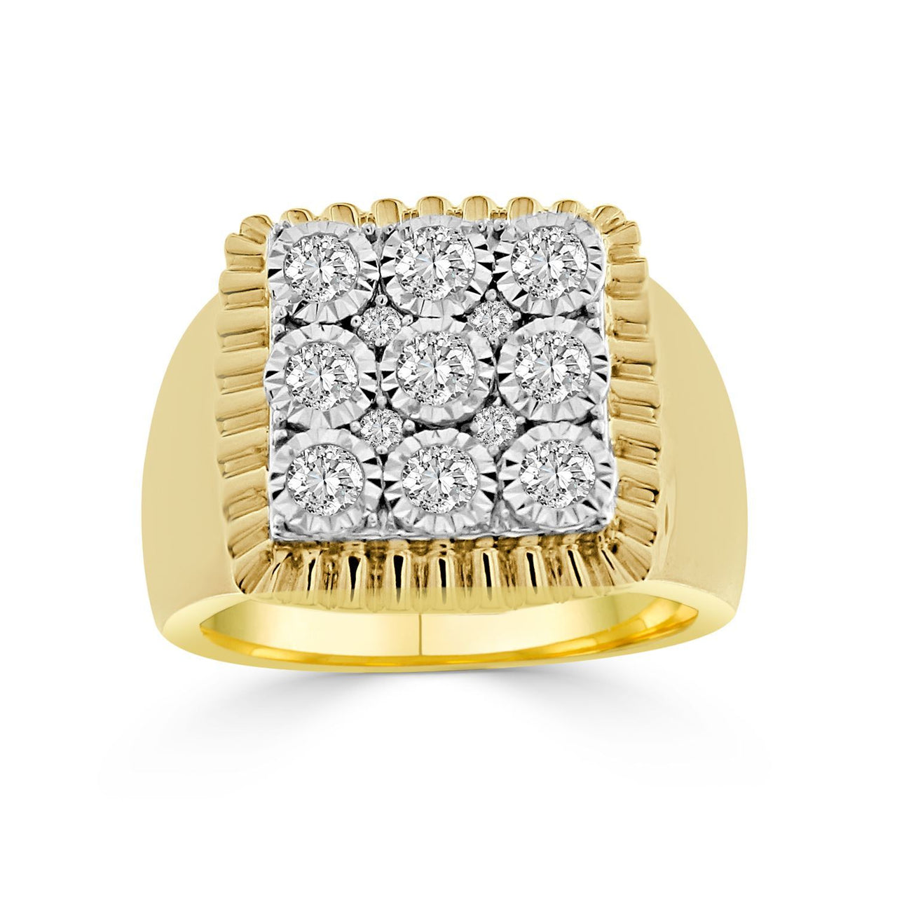 MEN'S RING 1 CT ROUND DIAMOND 10K YELLOW GOLD