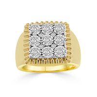 Thumbnail for MEN'S RING 1 CT ROUND DIAMOND 10K YELLOW GOLD