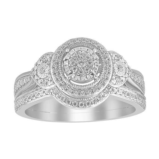 LADIES BRIDAL RING SET 1/4 CT ROUND DIAMOND 10K WHITE GOLD