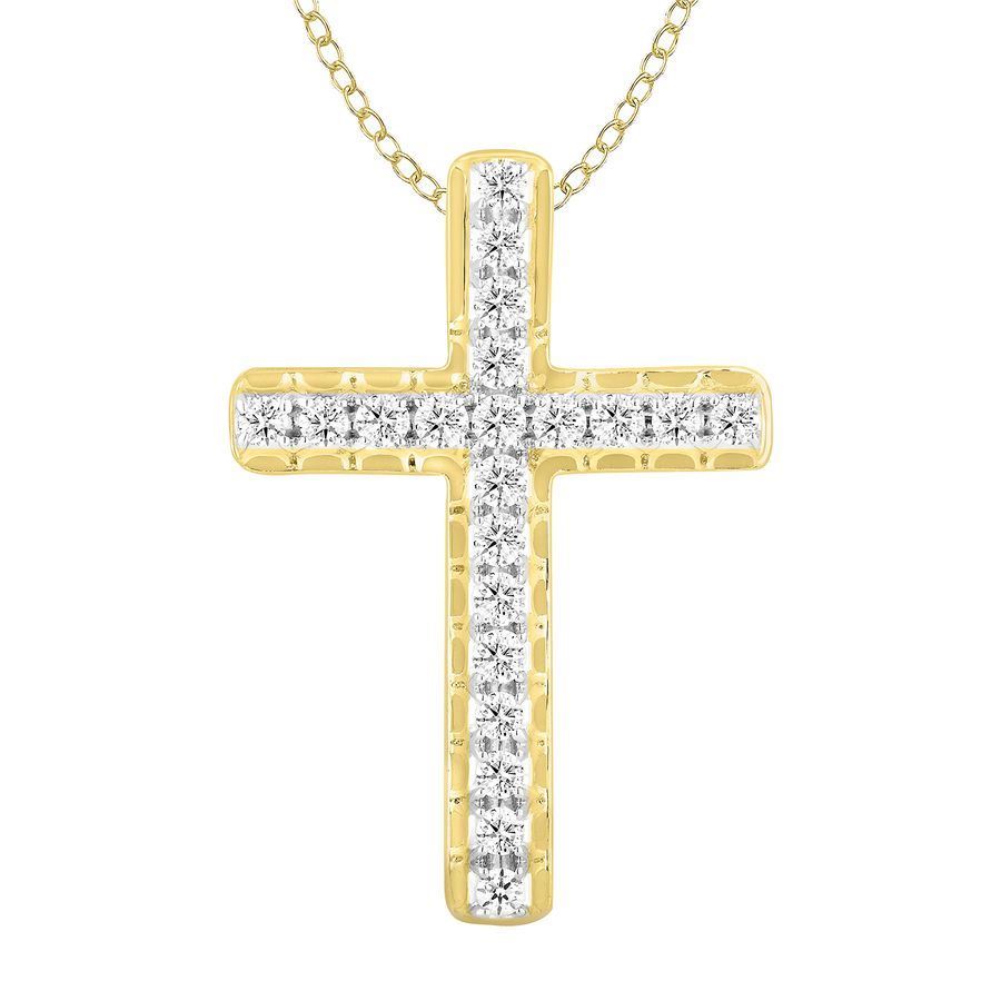 LADIES PENDANT 3/4 CT ROUND DIAMOND 10K YELLOW GOLD