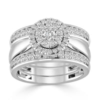 Thumbnail for LADIES BRIDAL RING SET 1 CT ROUND DIAMOND 14K WHITE GOLD