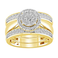 Thumbnail for LADIES BRIDAL RING SET 1 CT ROUND DIAMOND 14K YELLOW GOLD