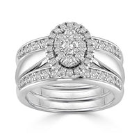 Thumbnail for LADIES BRIDAL RING SET 1 CT ROUND DIAMOND 14K WHITE GOLD