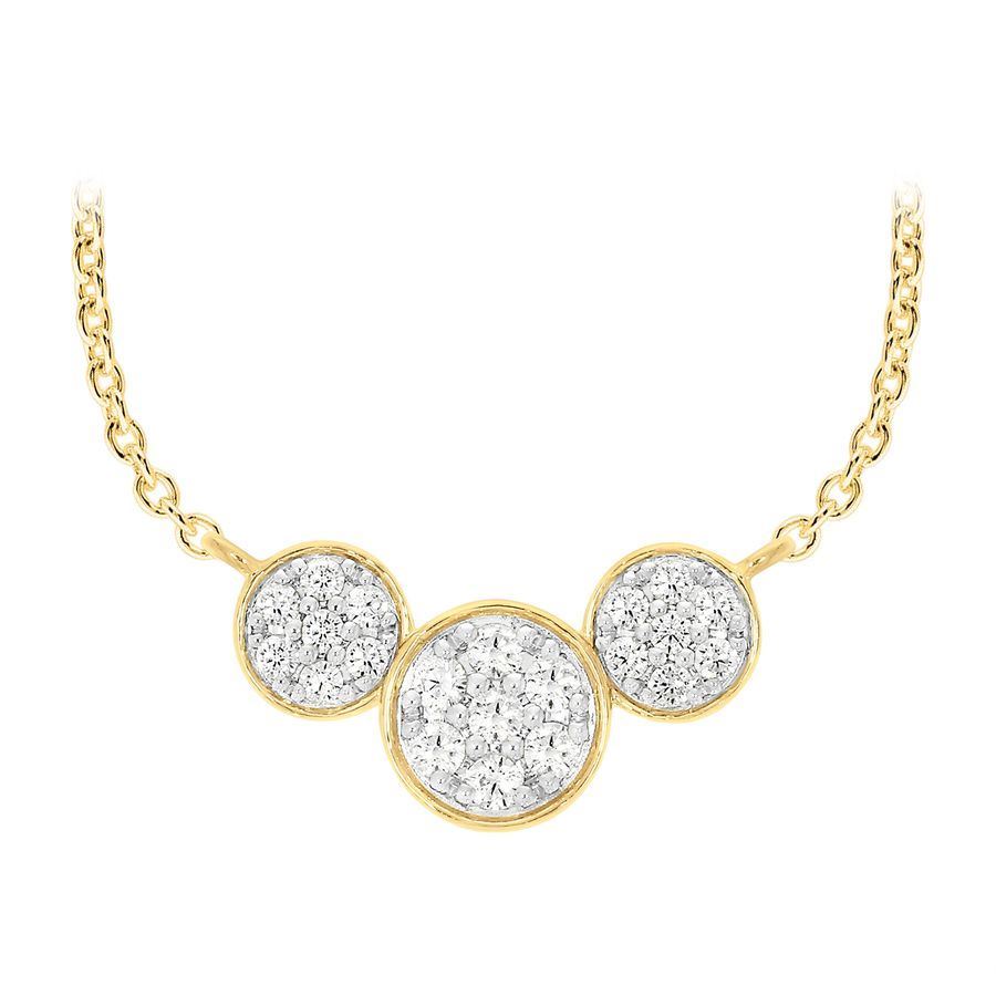 LADIES NECKLACE 1/3 CT ROUND DIAMOND 10K YELLOW GOLD