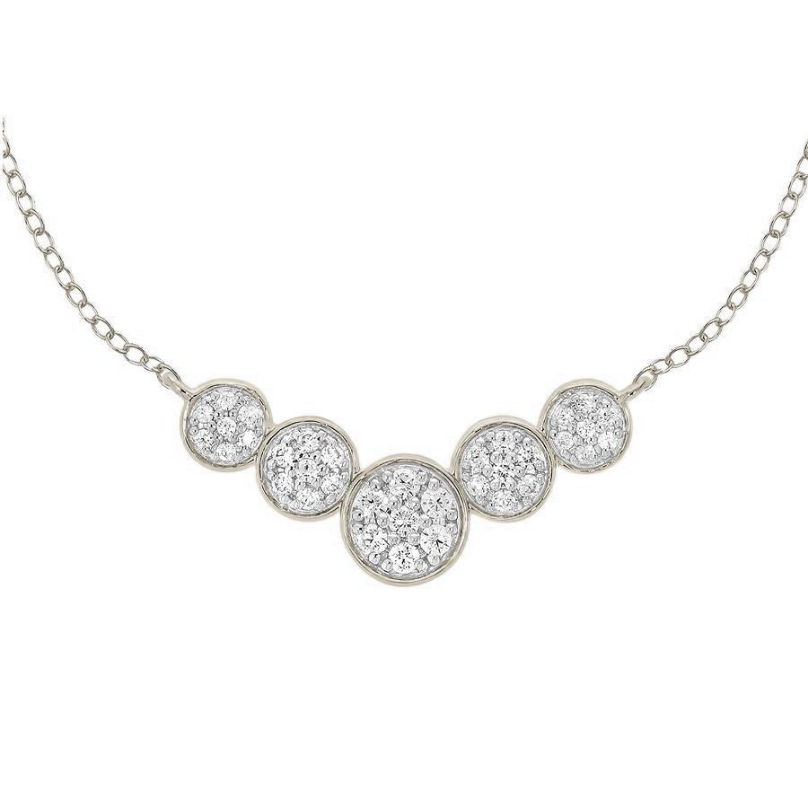 LADIES NECKLACE 1/3 CT ROUND DIAMOND 10K WHITE GOLD
