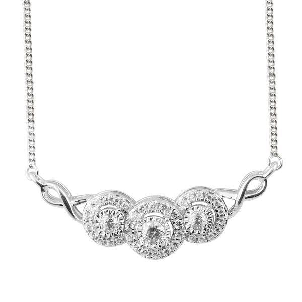 LADIES NECKLACE 1/4 CT ROUND DIAMOND 10K WHITE GOLD