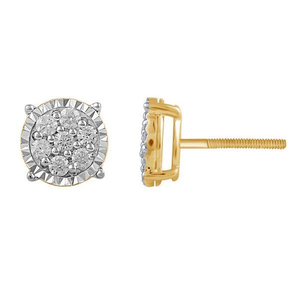 LADIES EARRINGS 1/2 CT ROUND DIAMOND 10K YELLOW GOLD