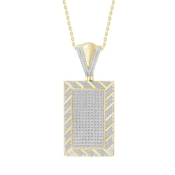 MEN'S CHARM 1 1/10 CT ROUND DIAMOND 10K YELLOW GOLD
