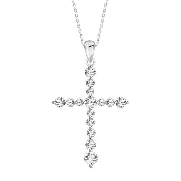 LADIES PENDANT 3/4 CT ROUND DIAMOND 10K WHITE GOLD