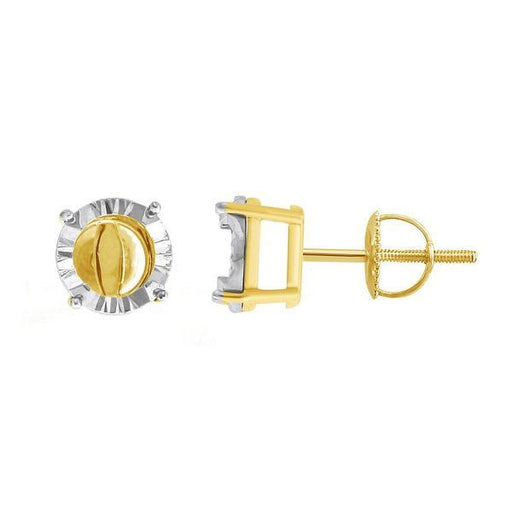 LADIES SEMI MOUNT EARRINGS 3/4 CT ROUND DIAMOND 10K YELLOW GOLD