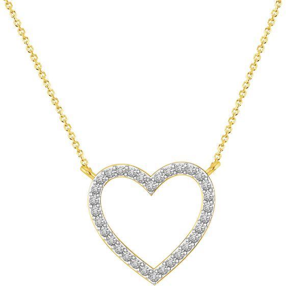 LADIES NECKLACE 1/10 CT ROUND DIAMOND 10K YELLOW GOLD