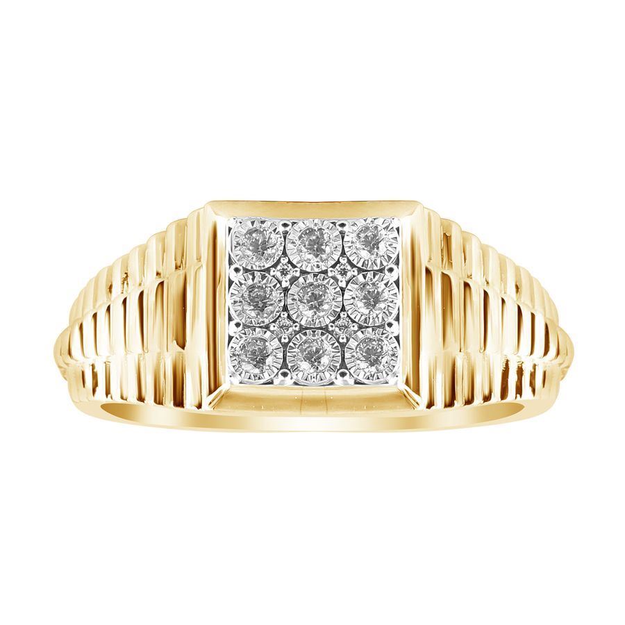 MEN'S RING 1/4 CT ROUND DIAMOND 10K YELLOW GOLD