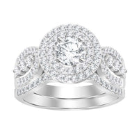 Thumbnail for LADIES BRIDAL RING SET 1 CT ROUND DIAMOND 14K WHITE GOLD