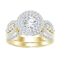 Thumbnail for LADIES BRIDAL RING SET 1 CT ROUND DIAMOND 14K YELLOW GOLD