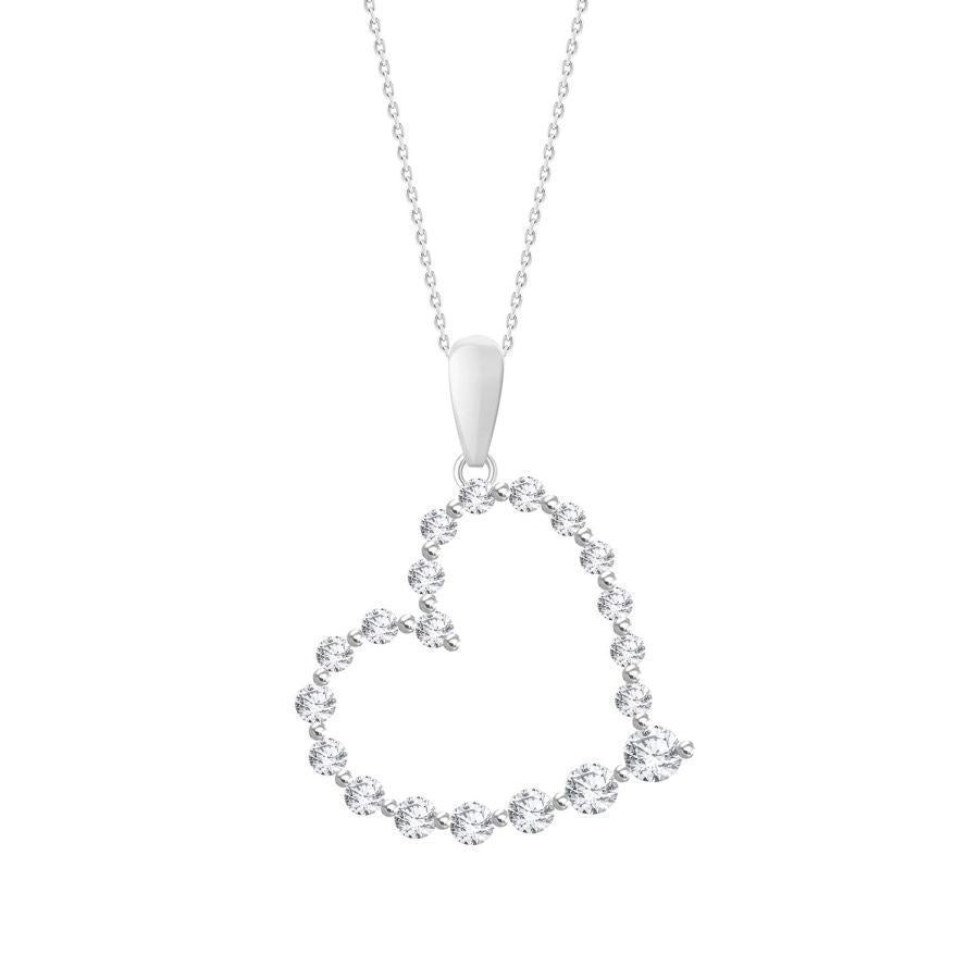 LADIES PENDANT 3/4 CT ROUND DIAMOND 10K WHITE GOLD