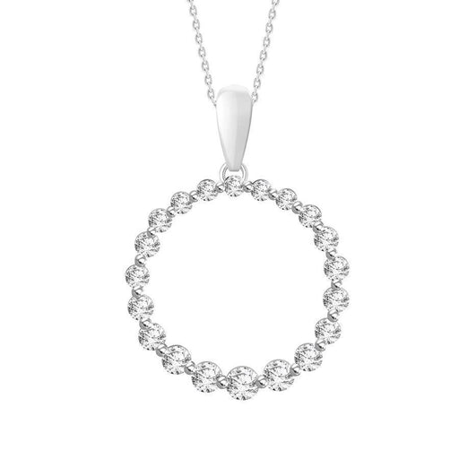 LADIES PENDANT 1/2 CT ROUND DIAMOND 10K WHITE GOLD