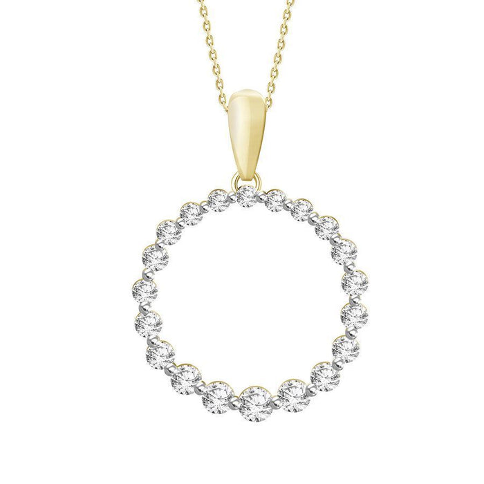 LADIES PENDANT 1/2 CT ROUND DIAMOND 10K YELLOW GOLD