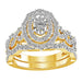 LADIES BRIDAL RING SET 1 CT ROUND DIAMOND 14K YELLOW GOLD