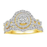 Thumbnail for LADIES BRIDAL RING SET 1 CT ROUND DIAMOND 14K YELLOW GOLD
