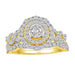 LADIES BRIDAL RING SET 1 CT ROUND DIAMOND 14K YELLOW GOLD