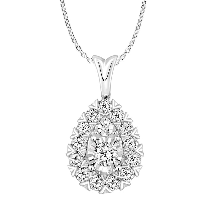 LADIES PENDANT 1 CT ROUND DIAMOND 14K WHITE GOLD