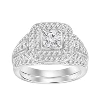 Thumbnail for LADIES BRIDAL RING SET 1 CT ROUND DIAMOND 14K WHITE GOLD