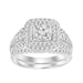 LADIES BRIDAL RING SET 1 CT ROUND DIAMOND 14K WHITE GOLD