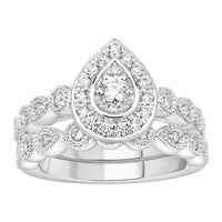 Thumbnail for LADIES BRIDAL RING SET 3/4 CT ROUND DIAMOND 14K WHITE GOLD