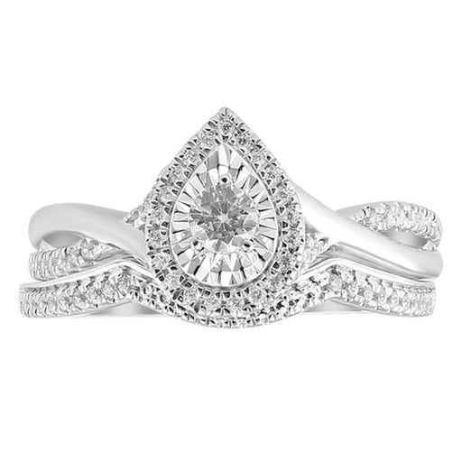 LADIES BRIDAL RING SET 1/3 CT ROUND DIAMOND 10K WHITE GOLD