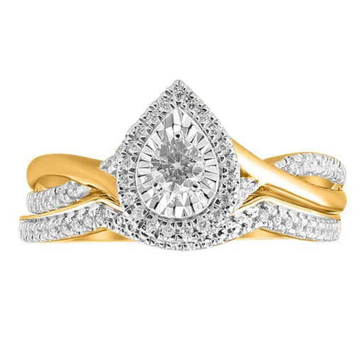 LADIES BRIDAL RING SET 1/3 CT ROUND DIAMOND 10K YELLOW GOLD