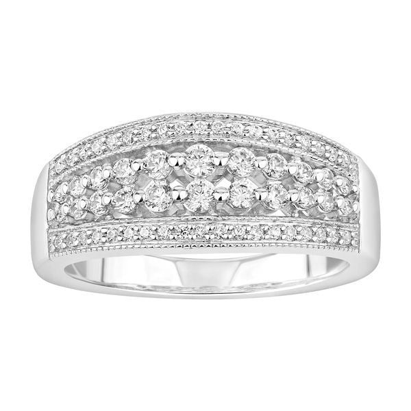 LADIES BAND 1/2 CT ROUND DIAMOND 10K WHITE GOLD