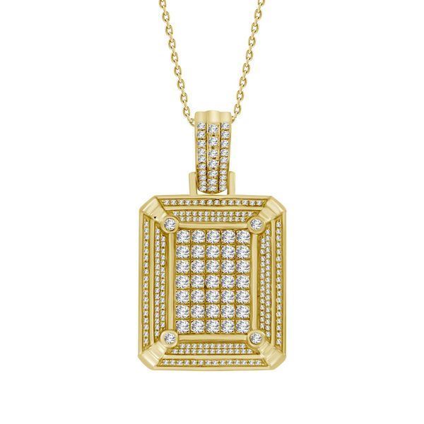 MEN'S PENDANT 2 CT ROUND DIAMOND 10K YELLOW GOLD