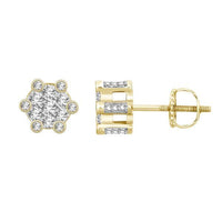 Thumbnail for MEN'S EARRINGS 1/2 CT ROUND DIAMOND 10K YELLOW GOLD