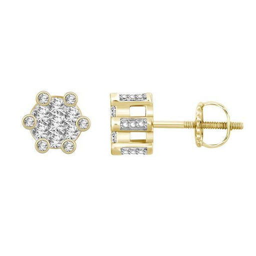 MEN'S EARRINGS 1/2 CT ROUND DIAMOND 10K YELLOW GOLD