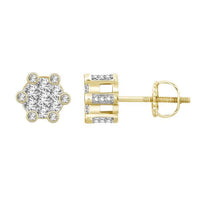 Thumbnail for MEN'S EARRINGS 1 CT ROUND DIAMOND 10K YELLOW GOLD
