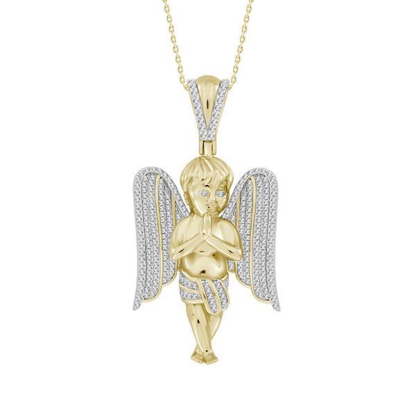 MEN'S CHARM 3/4 CT ROUND DIAMOND 10K YELLOW GOLD