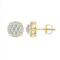 Thumbnail for MEN'S EARRINGS 1 CT ROUND DIAMOND 10K YELLOW GOLD
