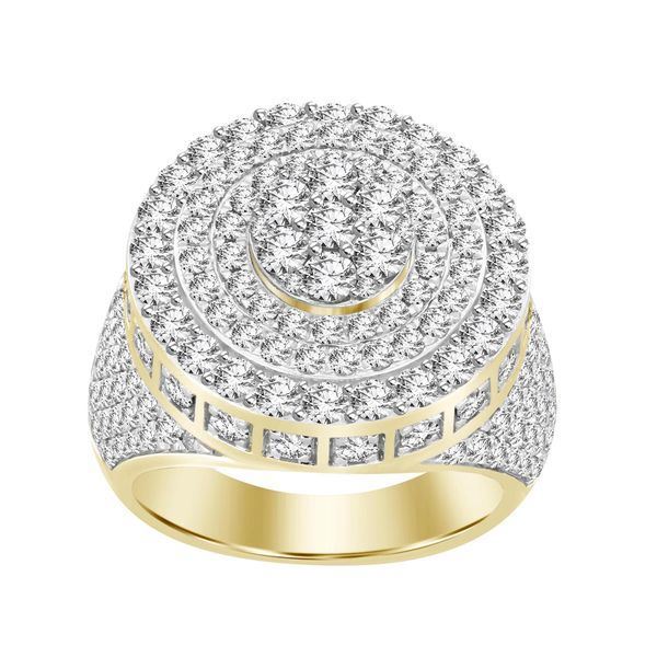 MEN'S RING 5 CT ROUND DIAMOND 14K YELLOW GOLD
