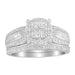 LADIES BRIDAL RING SET 1/3 CT ROUND/PRINCESS/BAGUETTE DIAMOND 10K WHITE GOLD