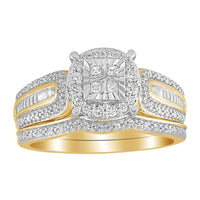 Thumbnail for LADIES BRIDAL RING SET 1/3 CT ROUND/PRINCESS/BAGUETTE DIAMOND 10K YELLOW GOLD