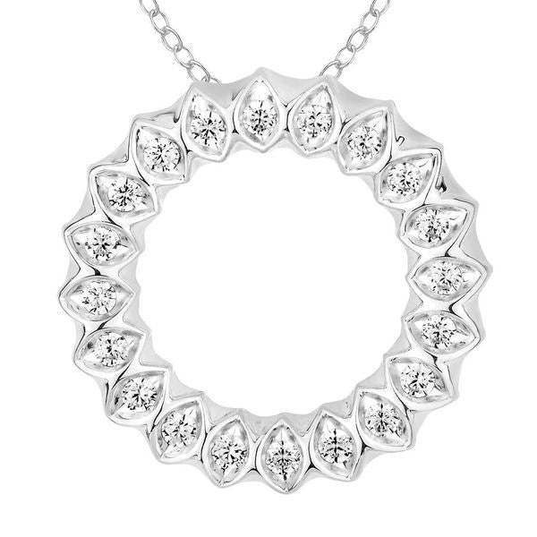 LADIES PENDANT 1/2 CT ROUND DIAMOND 10K WHITE GOLD