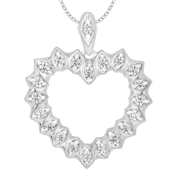 LADIES PENDANT 1/2 CT ROUND DIAMOND 10K WHITE GOLD