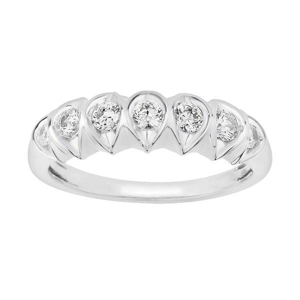 LADIES RING 1/2 CT ROUND DIAMOND 10K WHITE GOLD