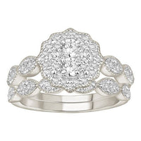 Thumbnail for LADIES BRIDAL RING SET 1 CT ROUND DIAMOND 14K WHITE GOLD