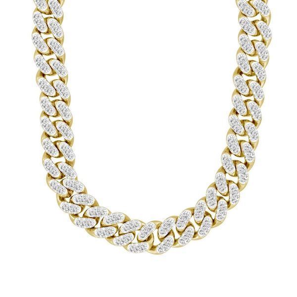 MEN'S NECKLACE 7 1/4 CT ROUND DIAMOND 10K YELLOW GOLD