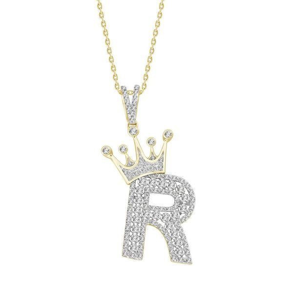 MEN'S PENDANT 3/8 CT ROUND DIAMOND 10K YELLOW GOLD