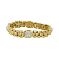 Thumbnail for MEN'S BRACELET 1 CT ROUND DIAMOND SILVER YELLOW GOLD PLATED