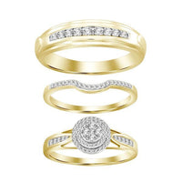 Thumbnail for LADIES TRIO RING SET 1/2 CT ROUND DIAMOND 10K YELLOW GOLD
