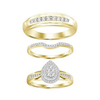 Thumbnail for LADIES TRIO SET 1/2 CT ROUND DIAMOND 10K YELLOW GOLD
