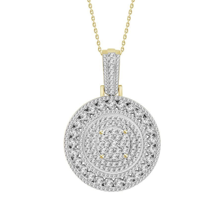 MEN'S CHARM 4 1/10 CT ROUND DIAMOND 14K YELLOW GOLD